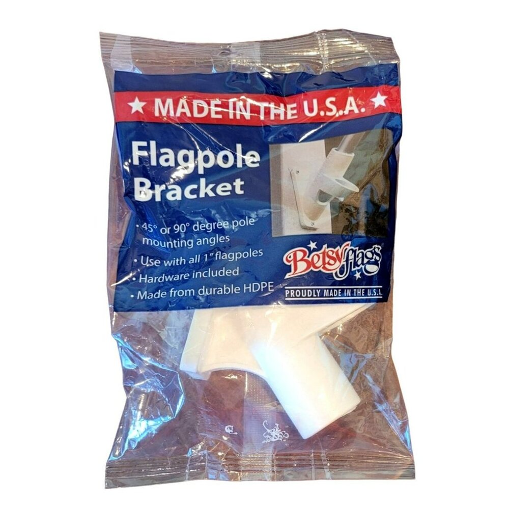 Betsy Flags White Flag Pole Bracket NIP 45 / 90 Degrees Made in USA  JH1386050B